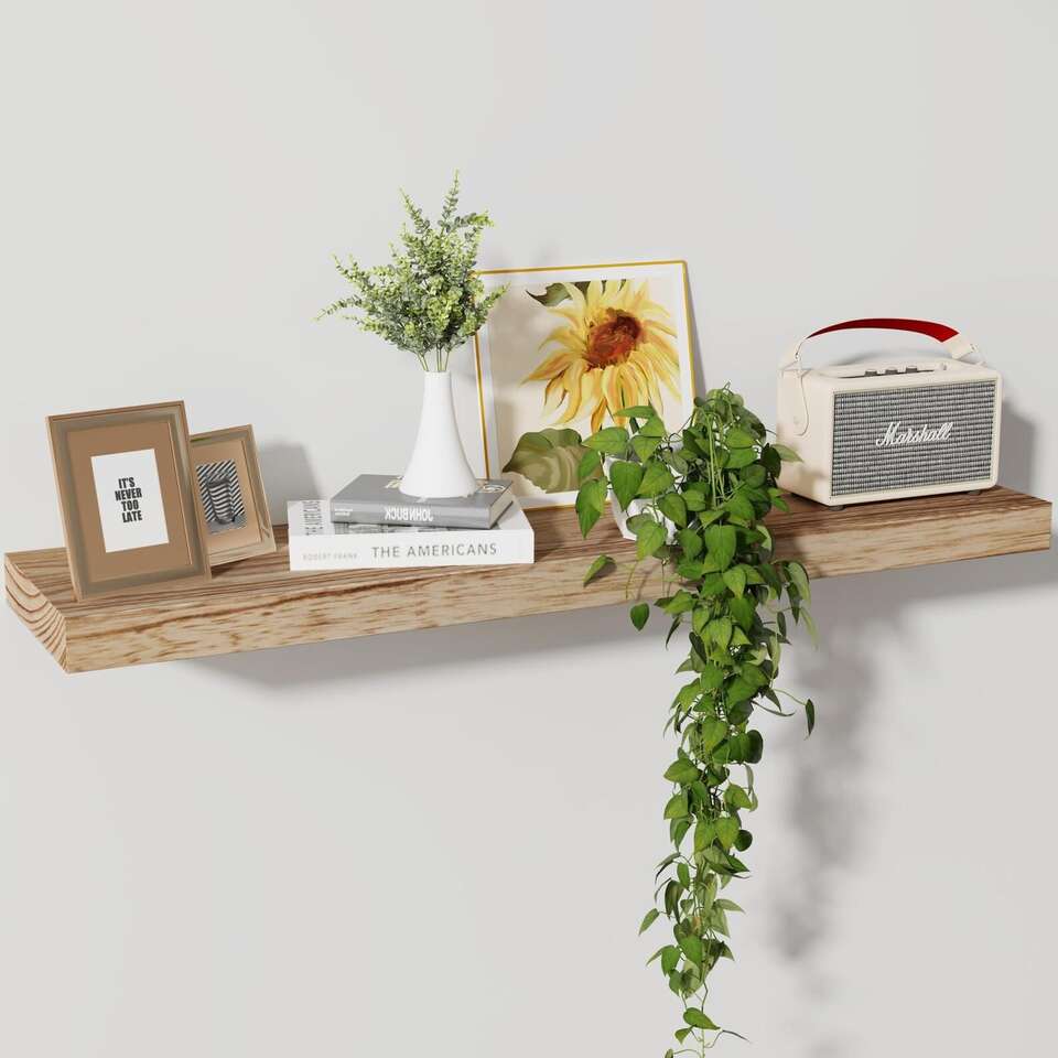Floating Shelf, 8 X 36 X 1.6 Solid Wood
