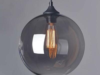 Glass Pendant Lighting Smoke Grey Orb Hanging