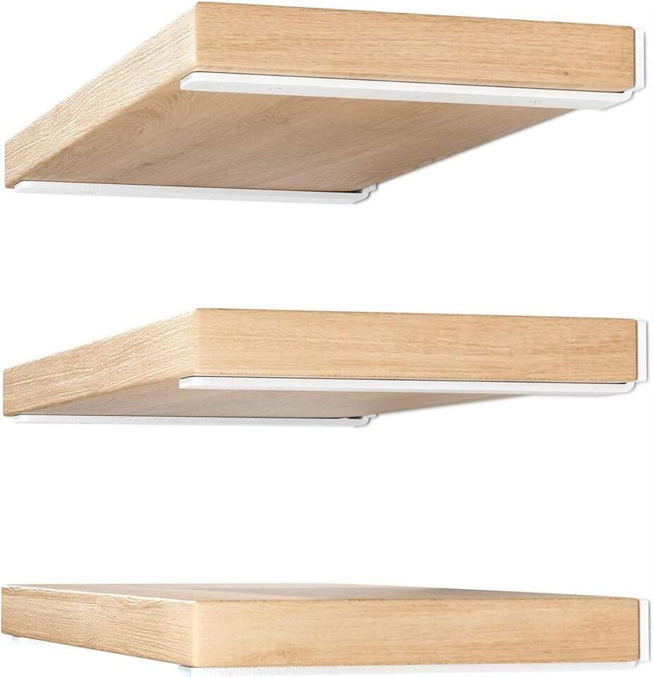 Heavy Duty Shelf Brackets 12 inch (1/5) Thick, 6 Pack, Modern Iron White Finish, Floating Hidden