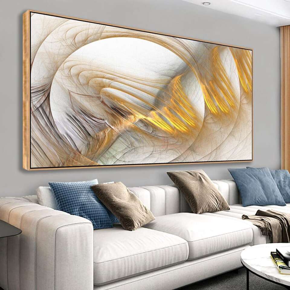Gold Abstract Art Wall Canvas Artwork Framed Home Decor 20x40inch