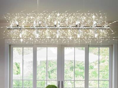 Depuley 47.2" Modern Silver Crystal Firework Chandelier,