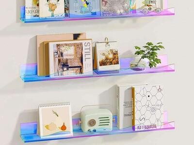 Fixwal Acrylic Nursery Shelves, 24 Inch Floating Wall Mounted Set of 3