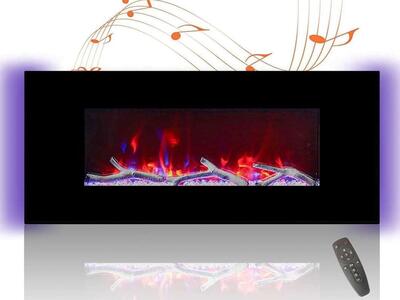 42 Inch Electric Fireplace with Music Speakers Colors flames, remote, timer