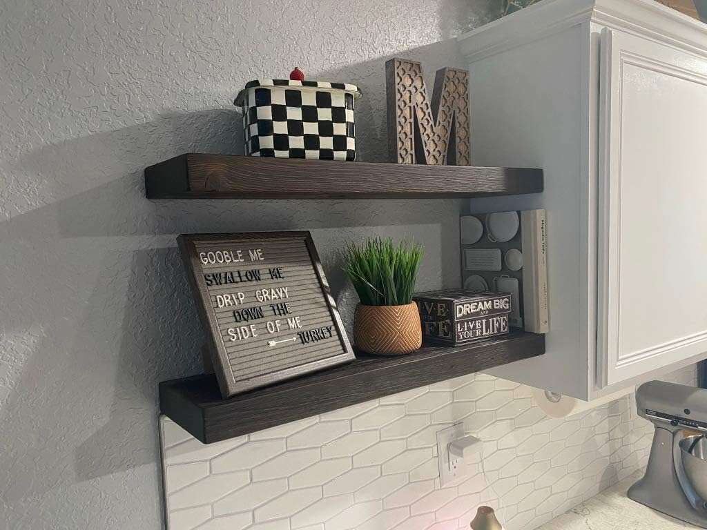 Joel's Antiques Floating Shelves Rustic Book Shelves Set of Two, Mocha 24 Inches