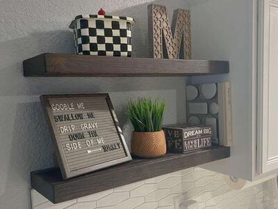 Joel's Antiques Floating Shelves Rustic Book Shelves Set of Two, Mocha 24 Inches