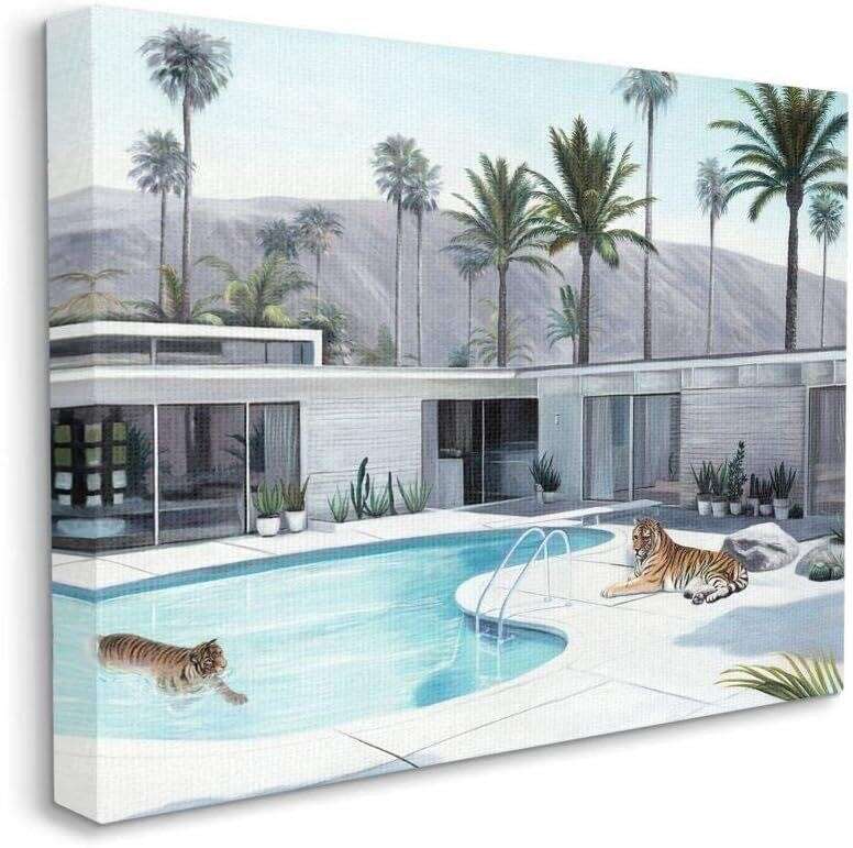 Stupell Industrie Tiger Summer Swimming Pool 36x48