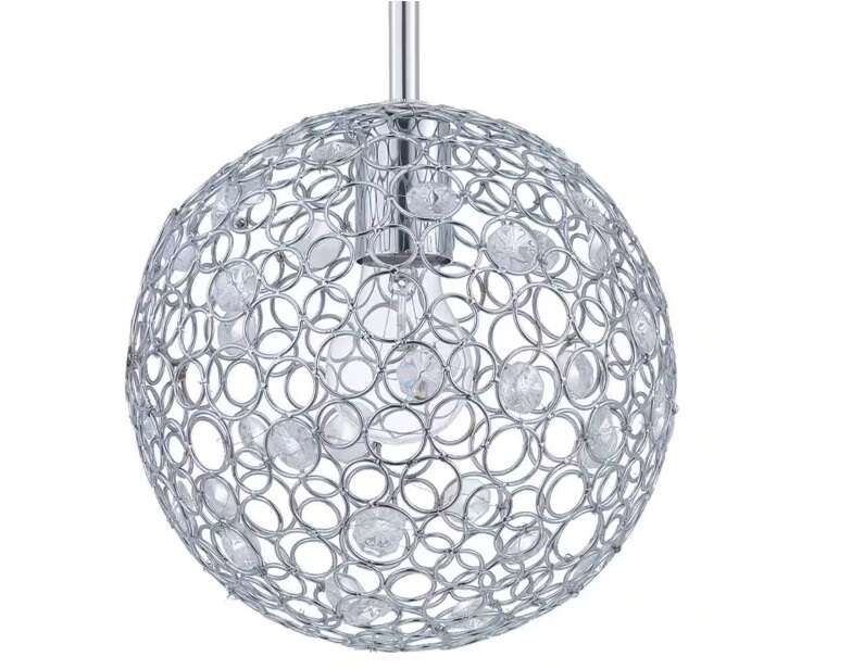 Progress Lighting Light Polished Chrome Mini-Pendant with Crystal Glass Accents