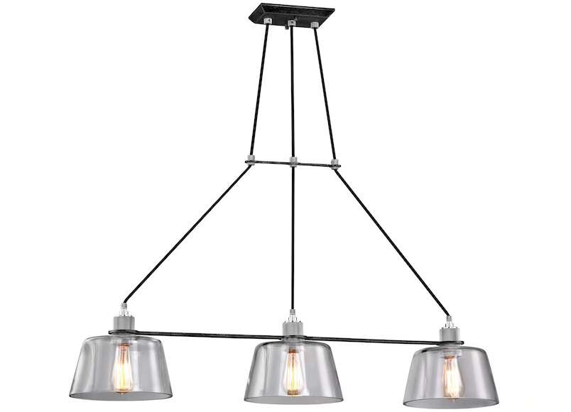 Audiophile 3-Light Old Silver, Polished Aluminum Industrial Geometric Pendant Light