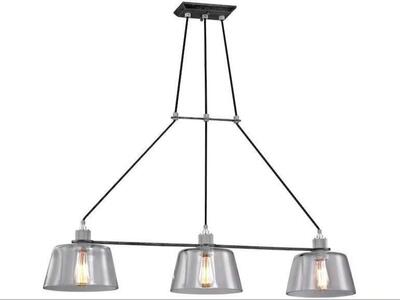 Audiophile 3-Light Old Silver, Polished Aluminum Industrial Geometric Pendant Light