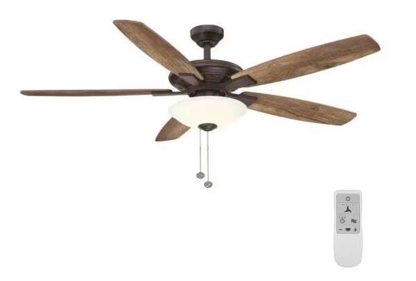 Integrated LED Oil Rubbed Bronze Ceiling Fan with Wi-Fi Remote Control