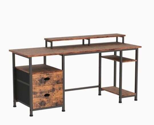 Furologee 61" Desk with Fabric File Drawer