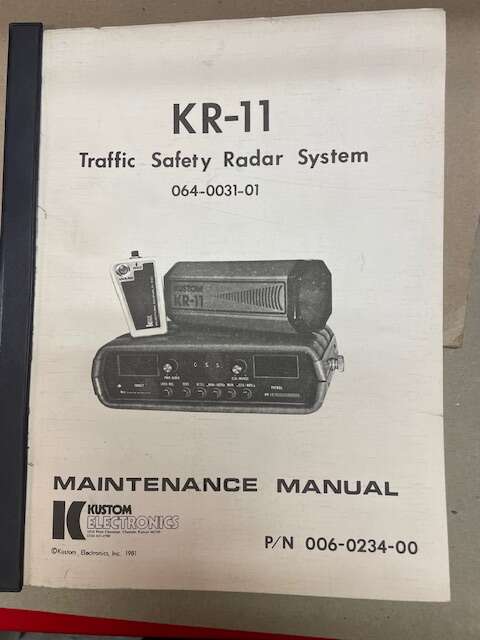 KUSTOM  KR-11 POLICE RADAR MANUALS OPERATION & MAINTENANCE