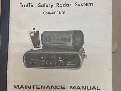 KUSTOM KR-11 POLICE RADAR MANUALS OPERATION & MAINTENANCE