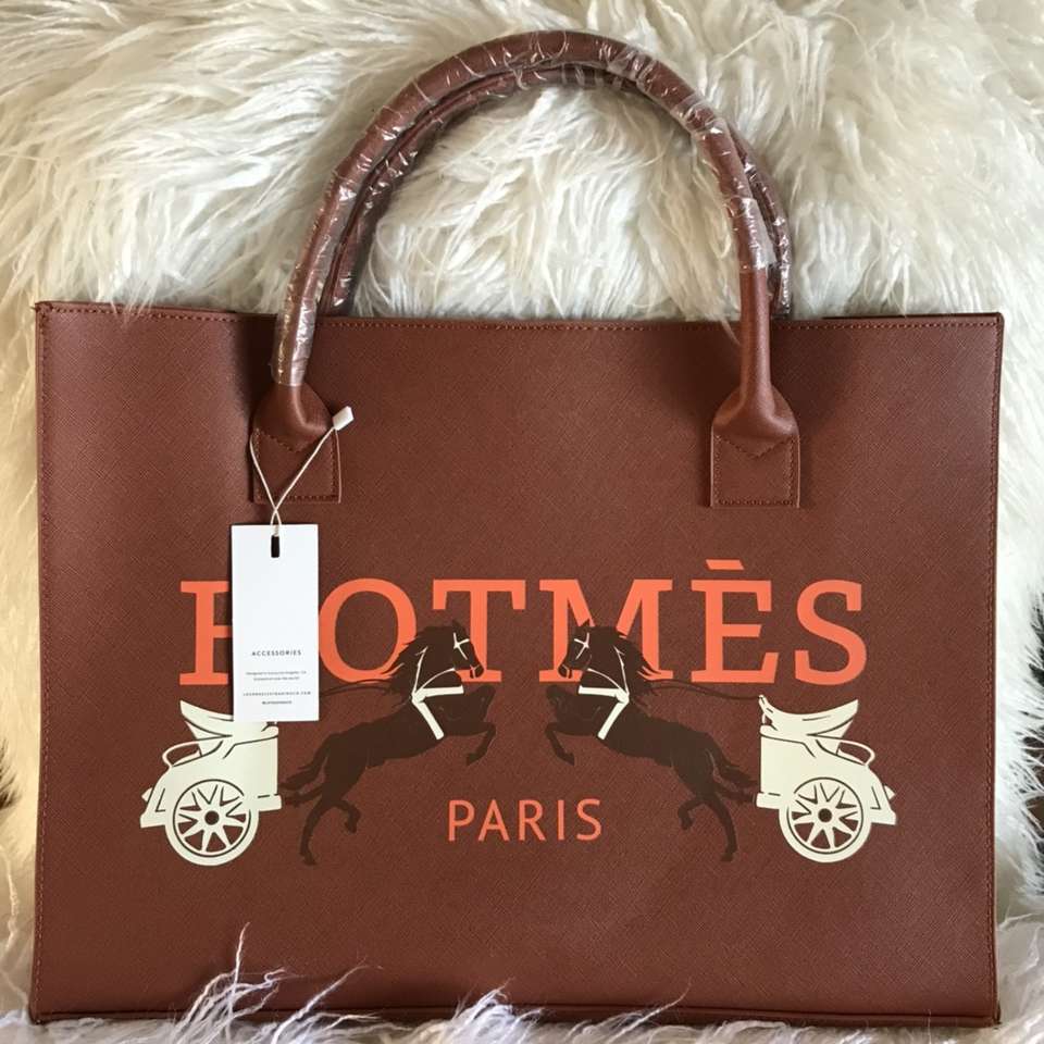 NEW HOTMES MODERN 100% BROWN VEGAN LEATHER TOTE