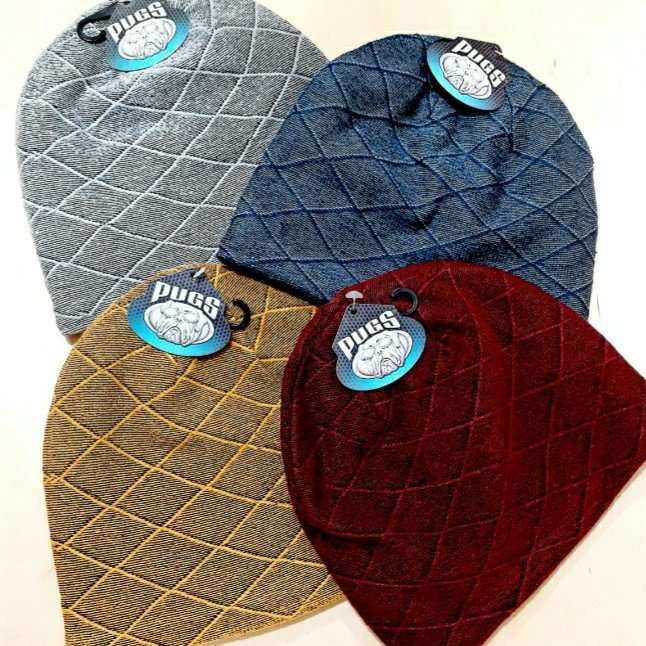 PUGS TECH NEW BEANIES / HATS BLUE RED GRAY GOLD