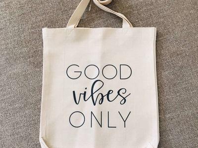 BRAND NEW “GOOD VIBES ONLY” CANVAS BAG 16”X 14”