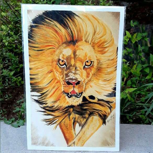 NEW SIGNED 11” X 17” LION PRINT WALL ART
