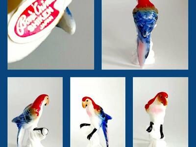🦜VINTAGE SHIKEN JAPAN BONE CHINA PARROT FIGURINE