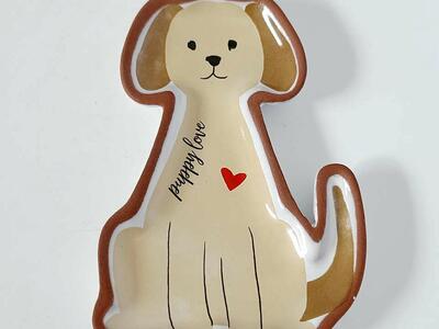 VERY CUTE MUD PIE DOG PUPPY LOVE CATCH ALL DISH