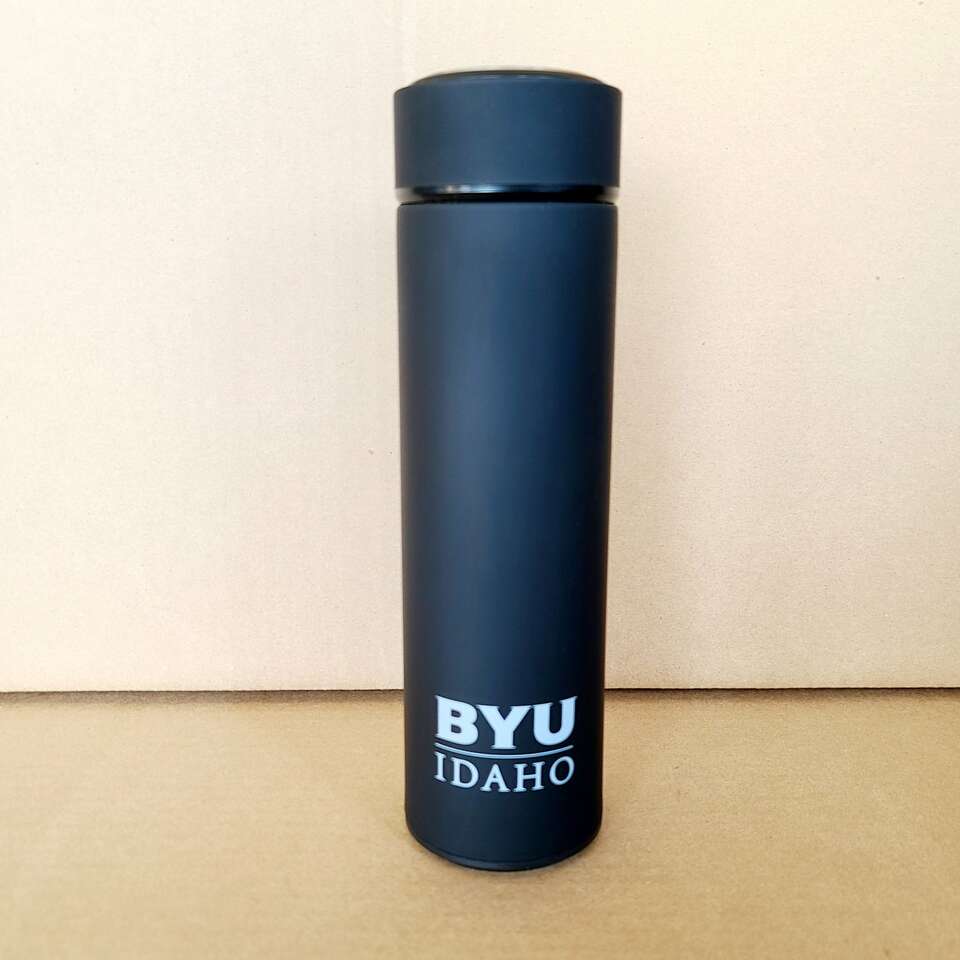 NIB BYU IDAHO 9" TALL INSULATED THERMOS W/ INFUSER