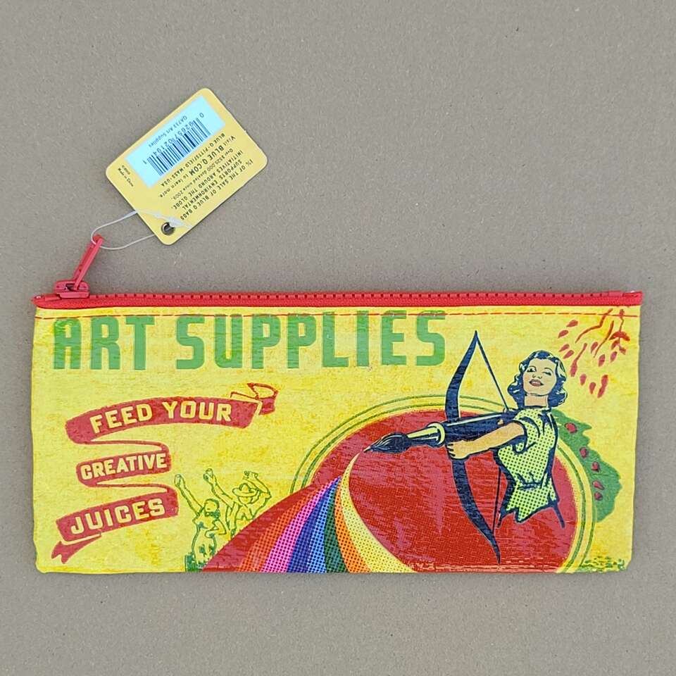 Art Supply Bag Pencil Bag Vintage Inspired BLUE Q