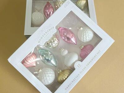 Pastel Glass Christmas Ornaments Qty: 18