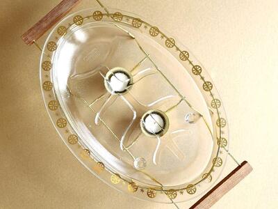Jeanette Glasbake Serving Platter W/ Stand Candles