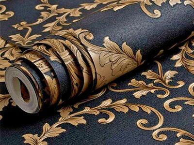 Gold And Black Luxury Embossed 3D Wallpaper ~New