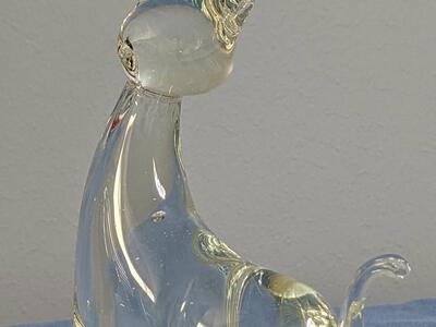 Clear Glass Cat with Red Fish Inside