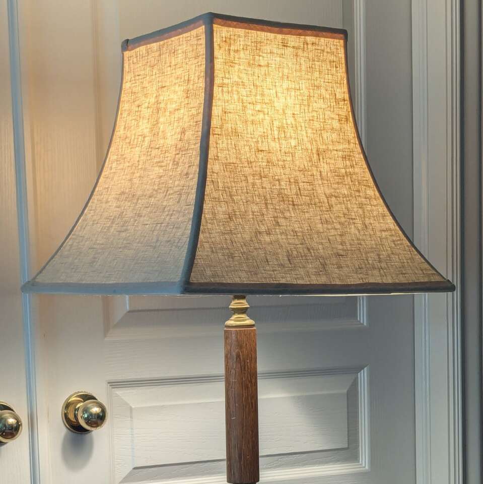 Vintage brass and walnut table lamp