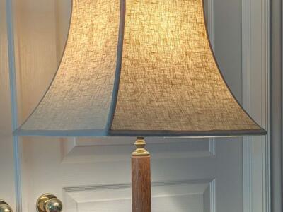 Vintage brass and walnut table lamp