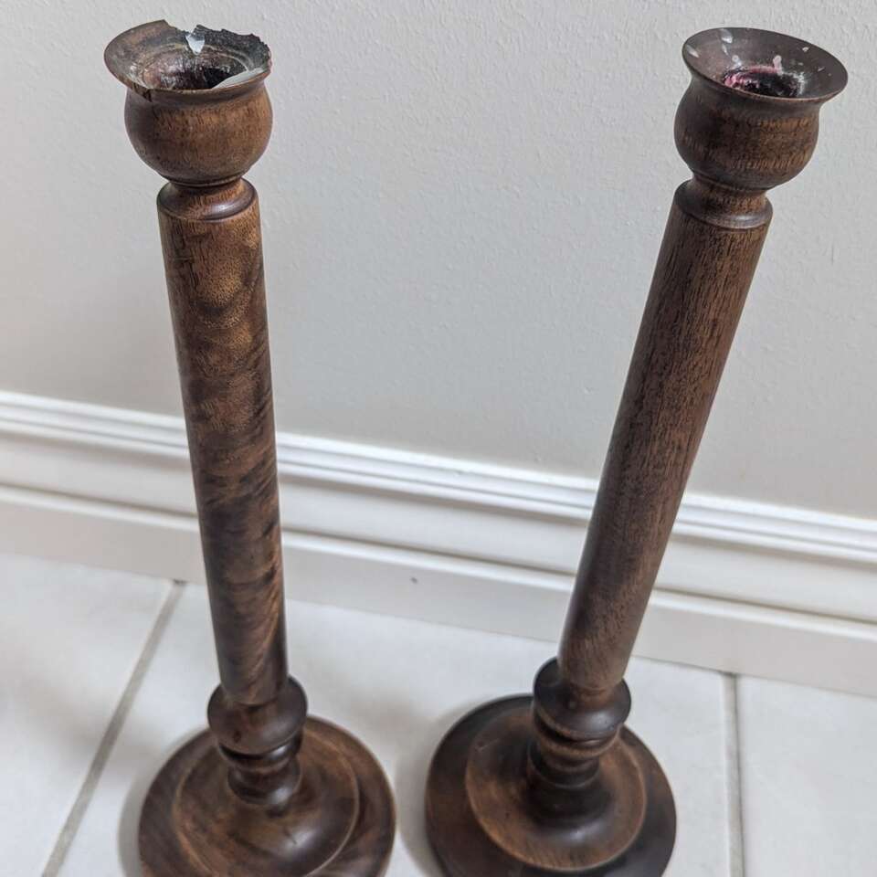 Wood candle holder 15"