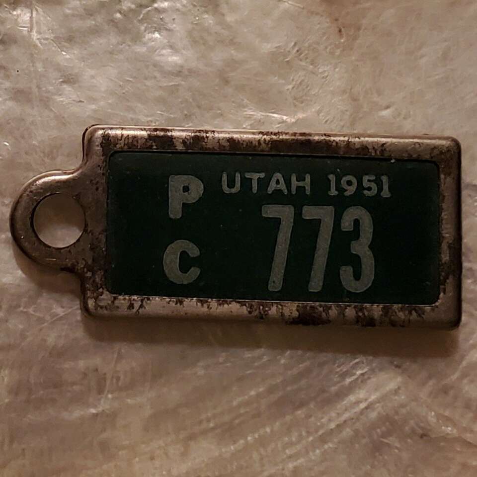 Vintage keychain license plate