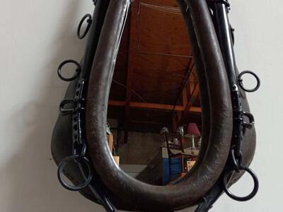 ANTIQUE LEATHER HORSE COLLAR MIRROR