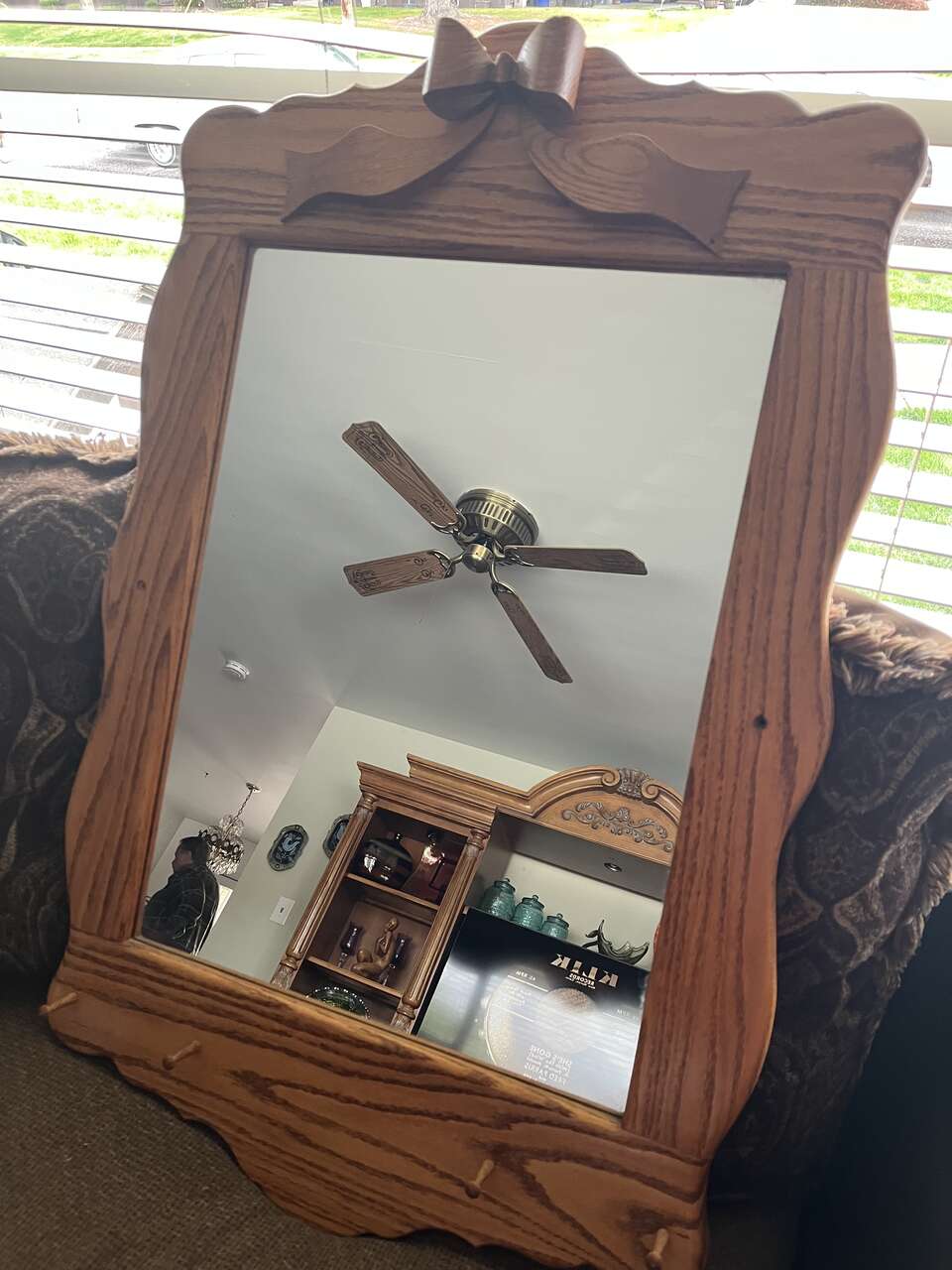 Beautiful wood mirror with coat hangers