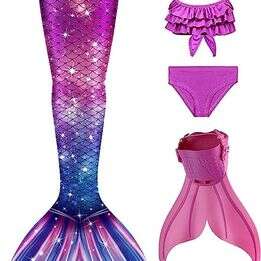 New Toddles Mermaid Tails with Mono Fin Mermaid Swimsuit for Kids Girls Boys 3-4 T, 9 to 10 Years Old