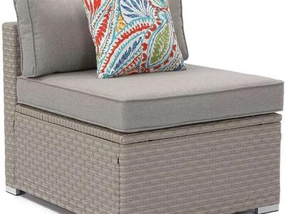 New One Outdoor Armless Wicker Chair Warm Grey (H)