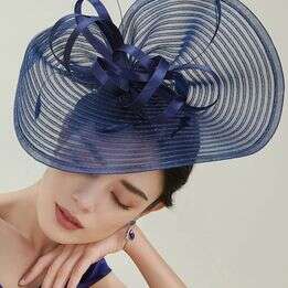 New Tea Party/Gatsby Chic Elegant Custome Race Day Fascinator Navy Blue Women Hat (One Size)