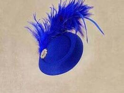 New Tea Party Hat for Women Kentucky Derby Hair Clip Pillbox Hat Feather Headband (Royal Blue)