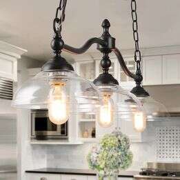 New 3-Light Antique Rustic Bronze Farmhouse Chandelier D: 38" L x 8" x 58" H In Adjustable High