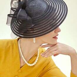 New Derby Women Hat Fascinators Tea Party Headband Wide Brim Wedding Cocktail Hat Black