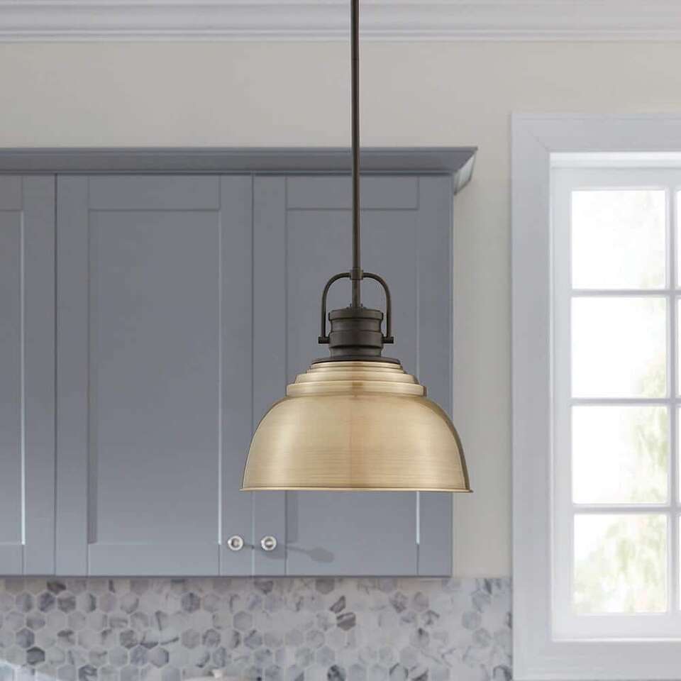 (Set of 3) Lights Antique Gold Farmhouse Hanging Kitchen Pendant Light with Metal Shade (CS)