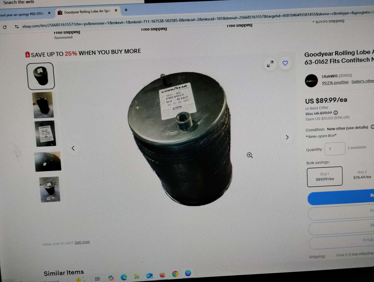 piar of air bags  firestone 63-0162