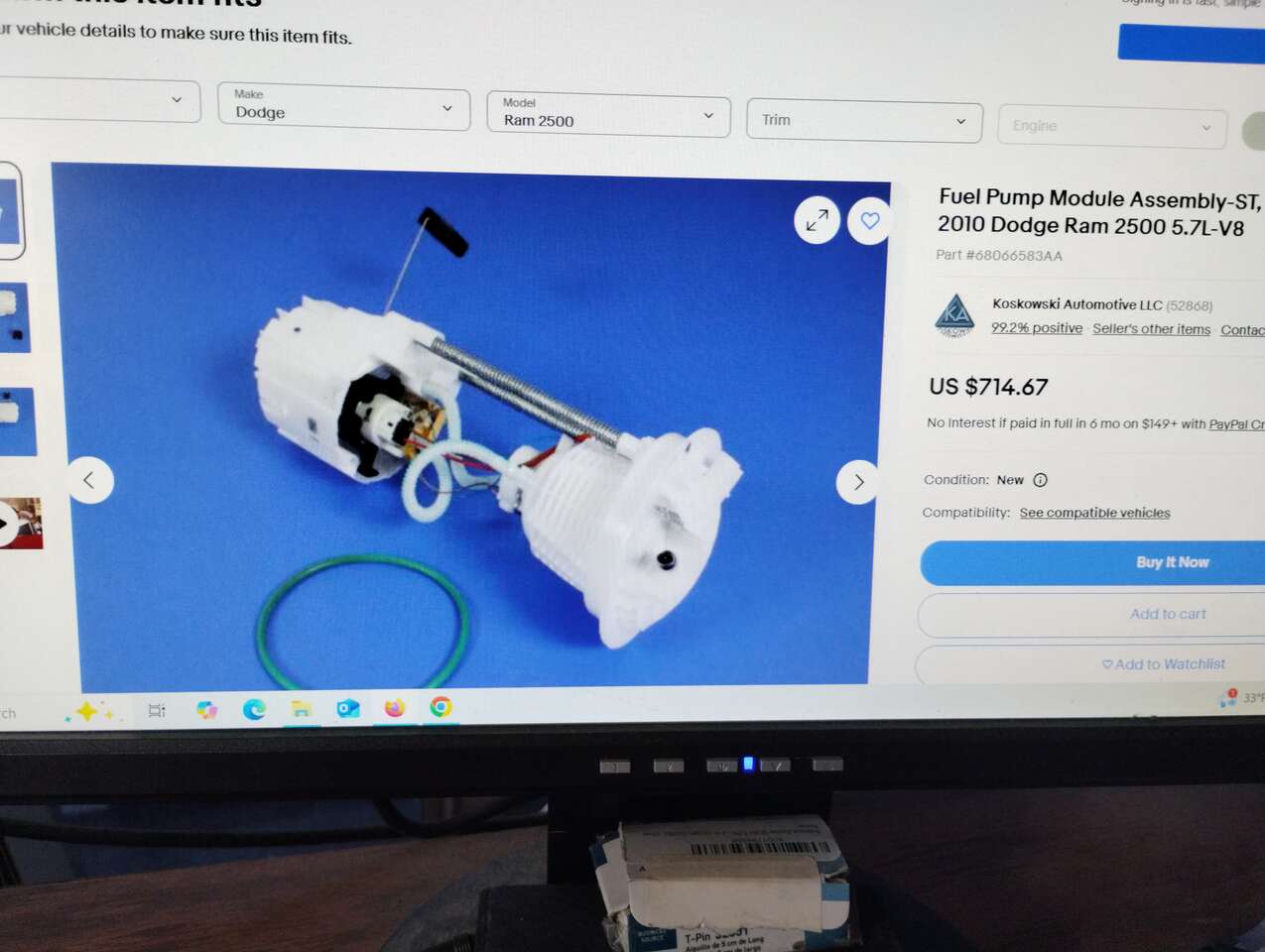 DODGE RAM 2500 FUEL PUMP 5.7 2010 PT#1BPO1013AA