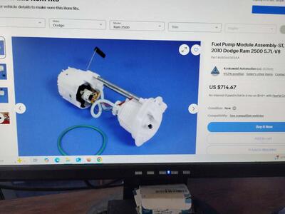 DODGE RAM 2500 FUEL PUMP 5.7 2010 PT#1BPO1013AA