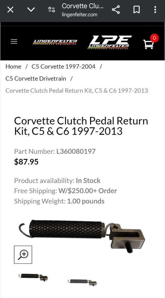 Lingenfelter Corvette C5 C6 clutch return L3600801
