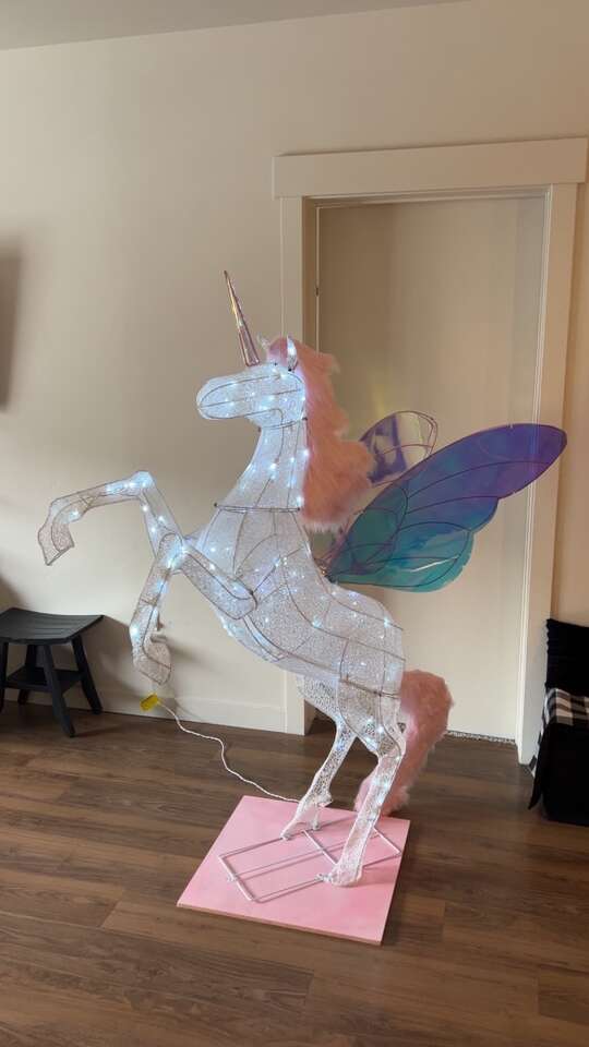 6ft Tall Sparkly Light-Up Iridescent Unicorn