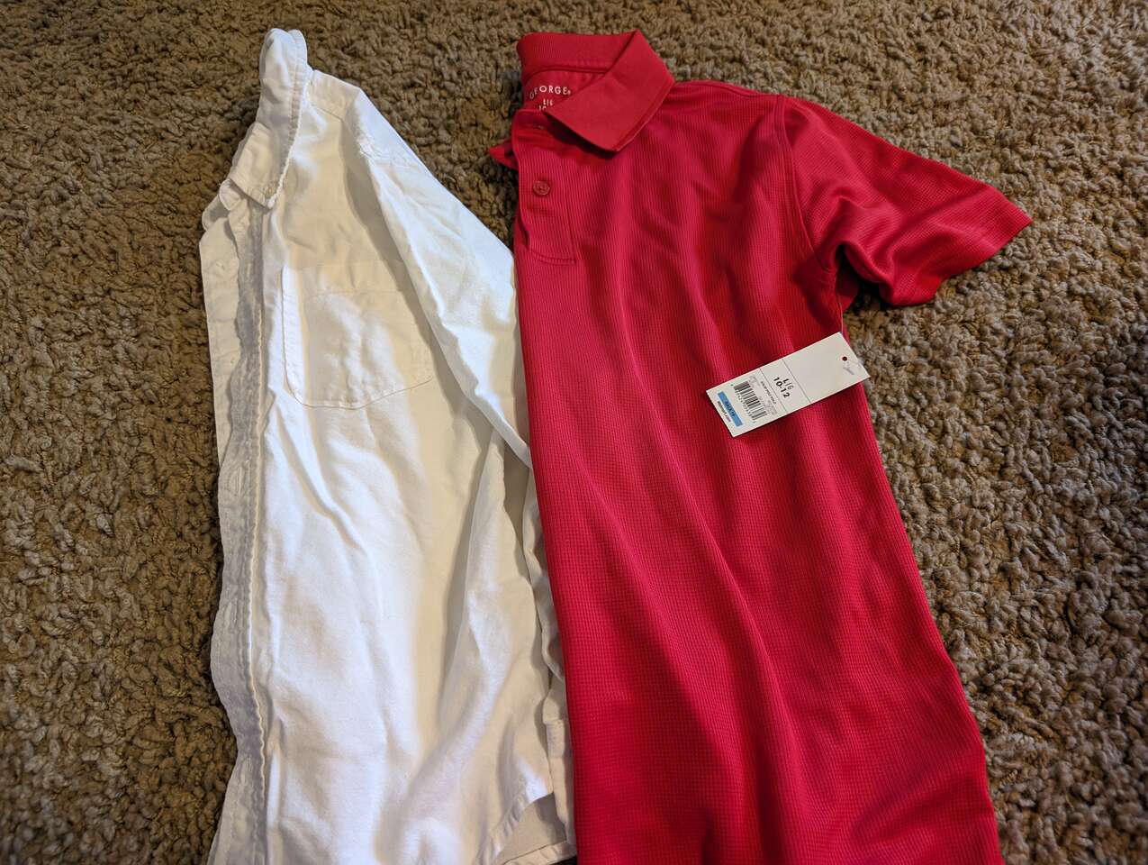 Boys Small Woven Shirt and 10/12 Red Polo