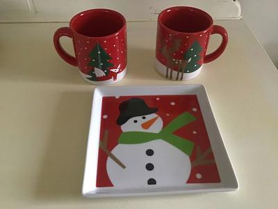 Crate and Barrel Kids Ceramic 2 Mugs & Plate