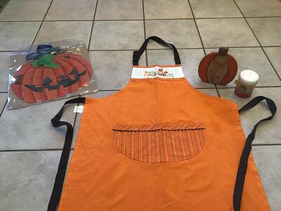 Halloween-Magnetic 15” Pumpkin, Apron and Misc.